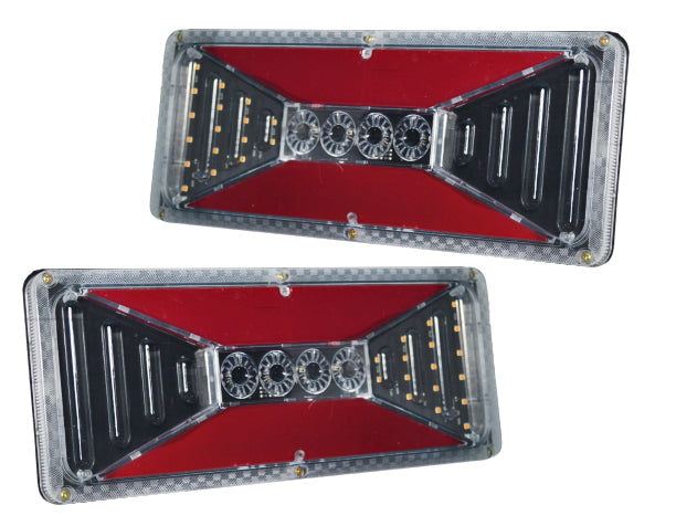 Jeu de feux arrière stop LED, design Hexa, base métallique 33 cm, indicateur dynamique, 24 V