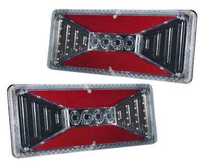 Jeu de feux arrière stop LED, design Hexa, base métallique 33 cm, indicateur dynamique, 24 V