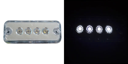 White LED Clearance Light, 4 LEDs, 24 V, 10 × 4 × 2.5 cm, 8 cm Bolt Spacing