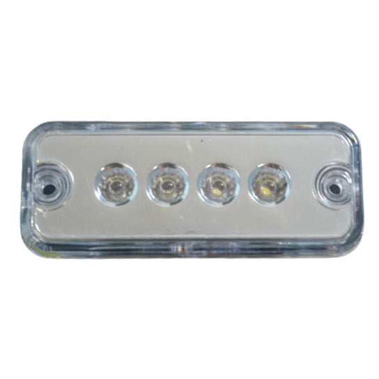 White LED Clearance Light, 4 LEDs, 24 V, 10 × 4 × 2.5 cm, 8 cm Bolt Spacing