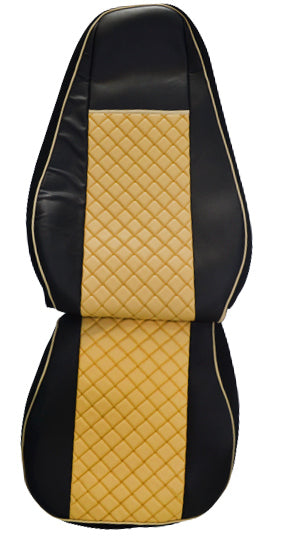 Housses de siège en cuir synthétique (éco-cuir) adapté pour Volvo FH Euro 5, beige et noir, 2006–2015
