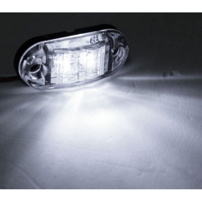 Овален LED габарит – бял, 12V, 2 диода, E-одобрен