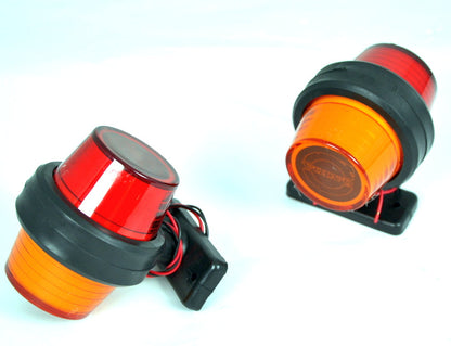 Feu de gabarit néon – rouge/jaune, type corne courte, adapté pour logo Volvo, 12/24 V, 110 x 90 mm, embase caoutchouc 720 mm