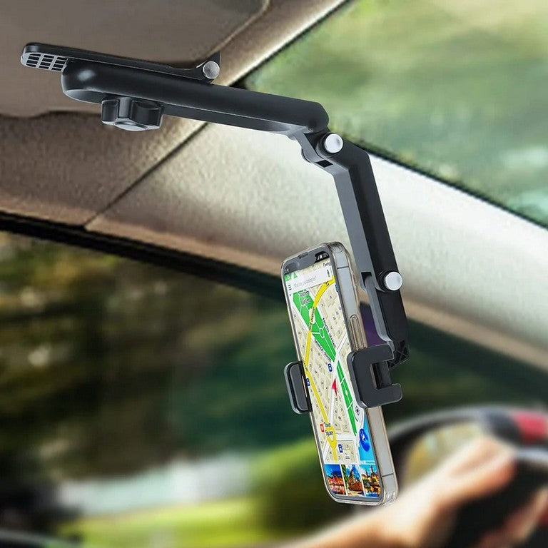 Universal Phone Holder – 360° Adjustable Rearview Mirror Mount