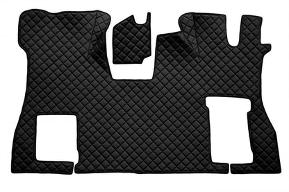 Tapis de sol en cuir synthétique (éco-cuir) – adapté pour Scania S Flat Floor, conduite à droite, siège passager rabattable, noir, 2016+