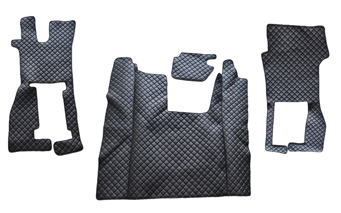 Πατάκια δαπέδου από τεχνητό δέρμα (eco leather), κατάλληλο για Scania R με κάθισμα συνοδηγού με ανάρτηση, μαύρο