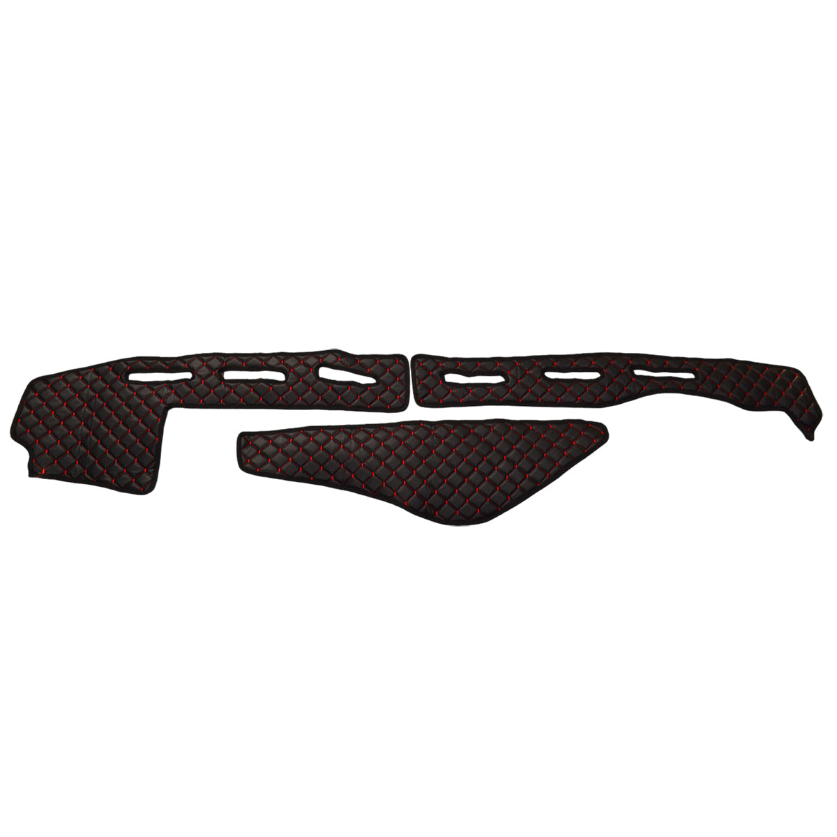 Tapis de tableau de bord en cuir synthétique (éco-cuir) – adapté pour Renault T conduite à droite, noir avec surpiqûres rouges, antidérapant