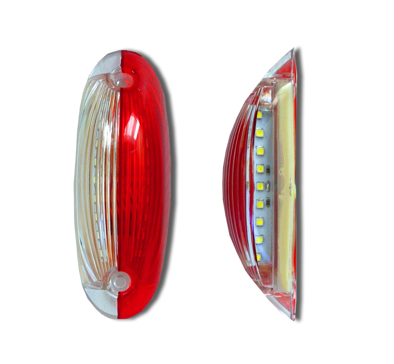 Вертикален LED габарит, червен/бял, 12/24 V