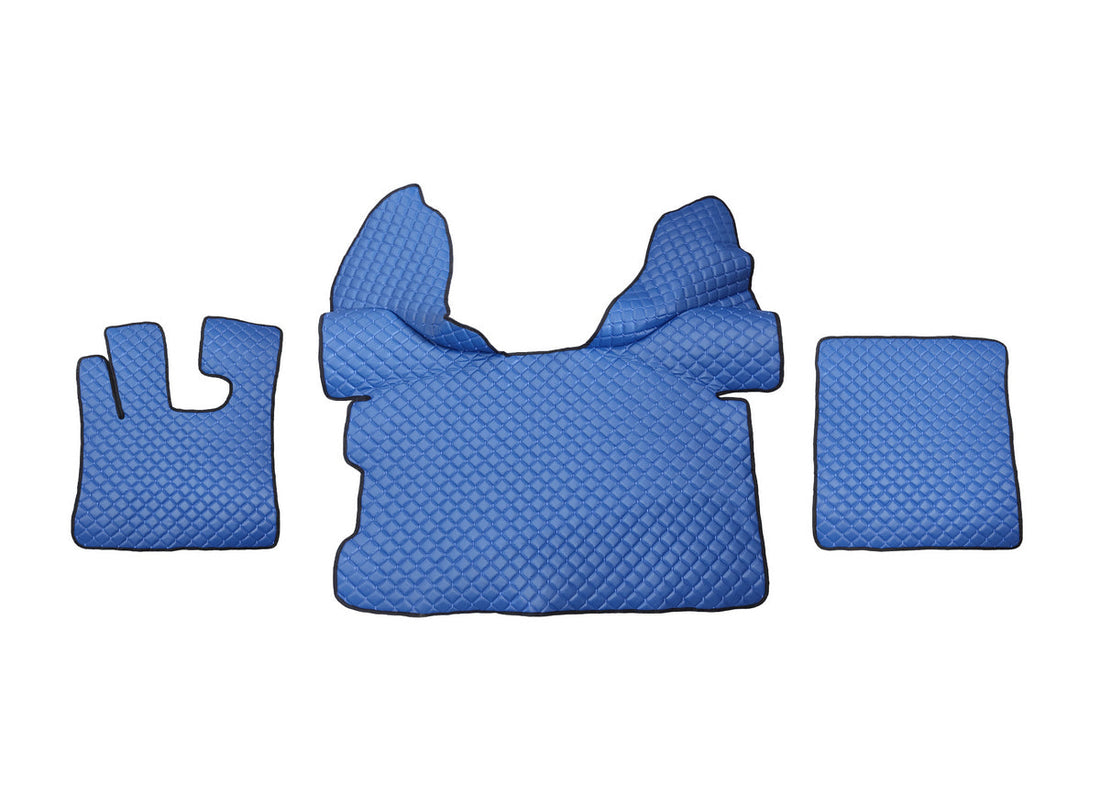 Tapis de sol bleu en cuir synthétique (éco-cuir) – adapté pour DAF XF 105 (2006–2013) et DAF XF 106 (2014–), boîte automatique avec Webasto