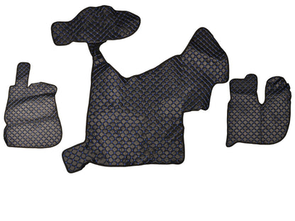 Tapis de sol en cuir synthétique (éco-cuir) noir – surpiqûres bleues, boîte manuelle, adapté pour Renault Premium