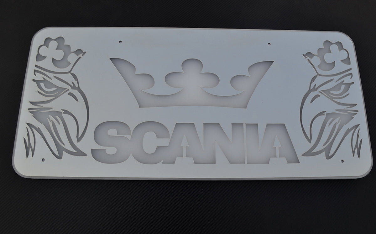 LED табела за огледало, подходяща за Scania – 12/24 V, 750 x 350 x 18 mm, червена