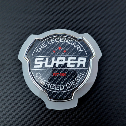 Знак за външно огледало SUPER, карбоново покритие, жълта неонова светлина, 12/24V, диаметър 950 mm