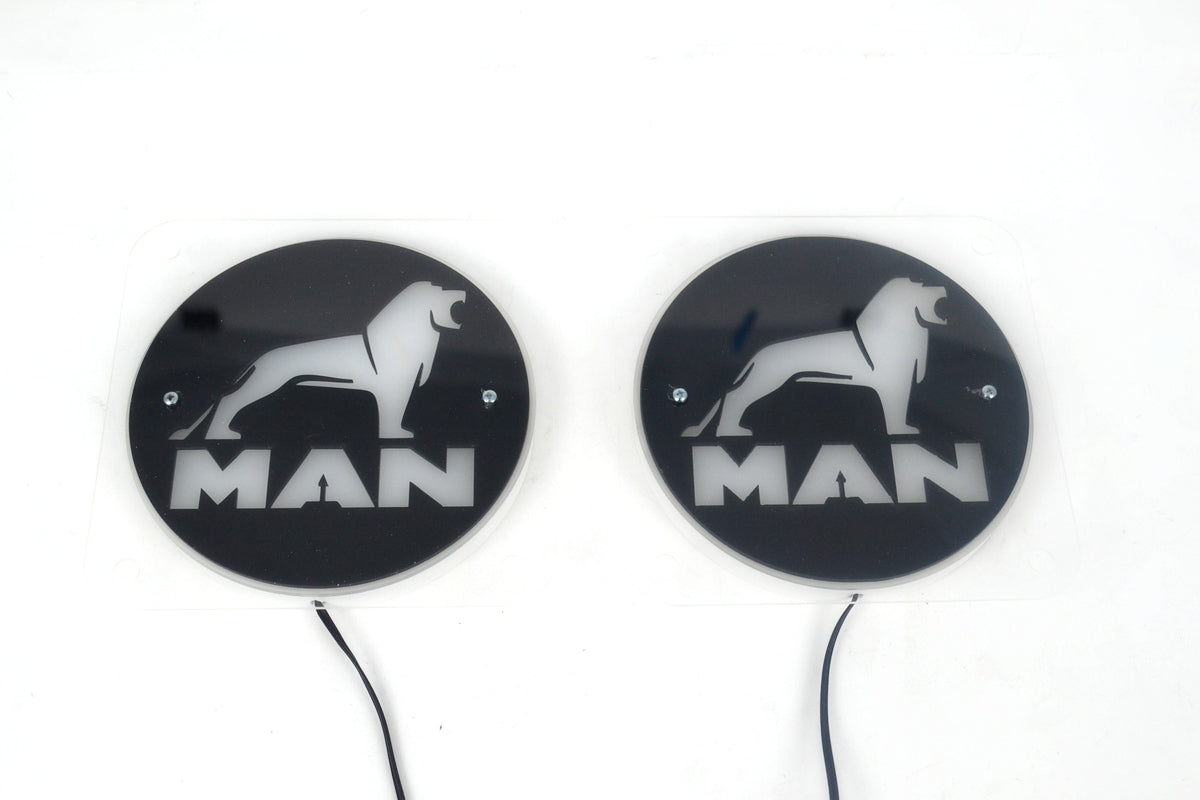 Черни вътрешни табели за предно стъкло, подходящи за MAN – с жълти акценти