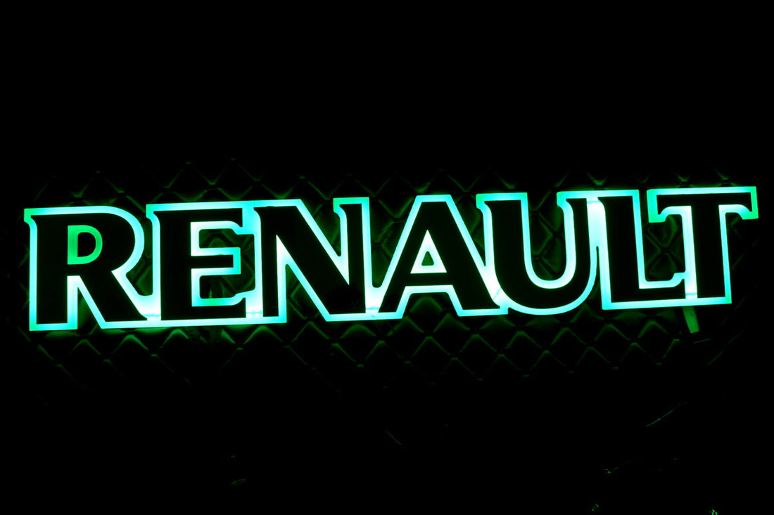 Осветена емблема за предна решетка, подходяща за Renault – зелено осветление, 24 V