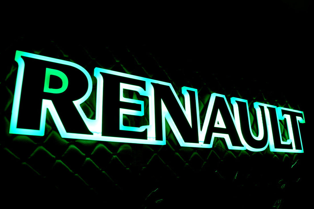 Осветена емблема за предна решетка, подходяща за Renault – зелено осветление, 24 V