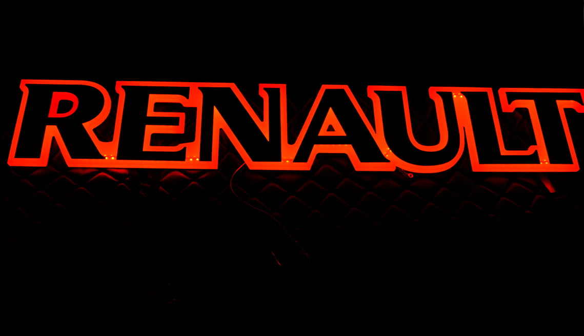 Осветена емблема за решетка – червено осветление, 24V, подходяща за Renault