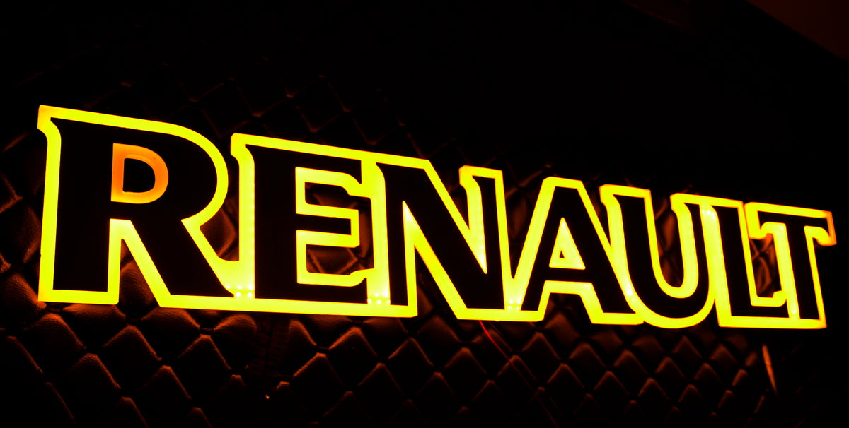 Светеща емблема за решетка, подходяща за Renault – жълта/оранжева светлина, 24V