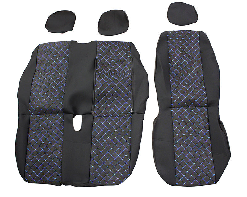 Seat Cover Set – suitable for Peugeot Boxer 2+1 2015+, Black/Blue, Polyester/Elastane