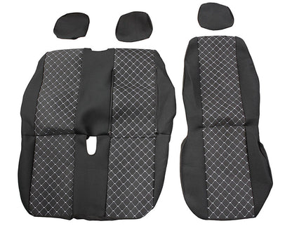 Seat Cover Set – suitable for Peugeot Boxer 2+1 (2015+), Black/White, Polyester and Elastane