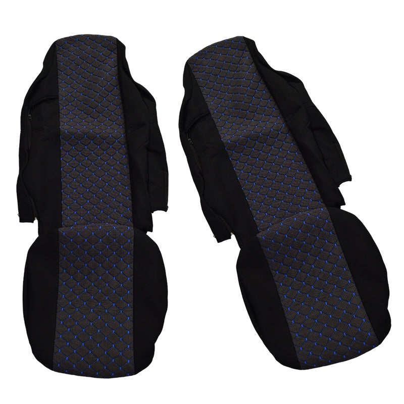 Sitzbezug-Set geeignet für MAN TGX 2017+ – Schwarz und Blau, Polyester und Elasthan