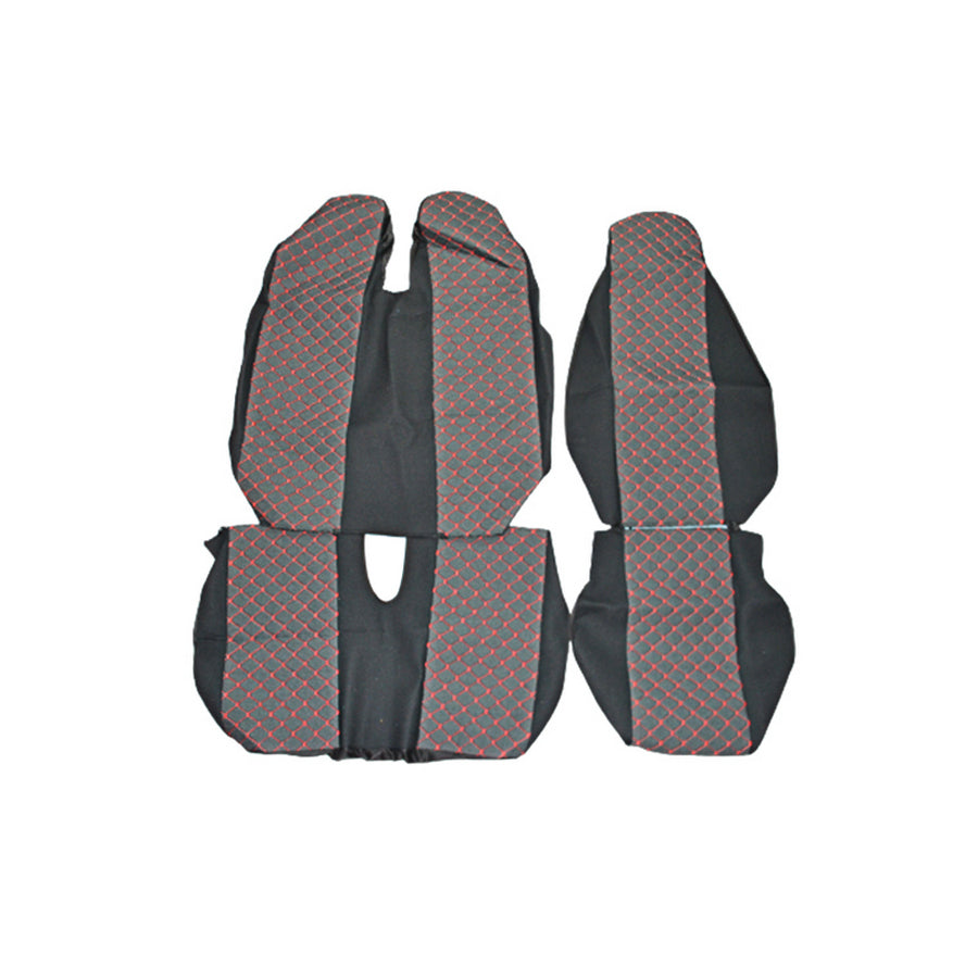 Seat Cover Set – suitable for Ford Transit, Black and Red, Polyester and Elastane