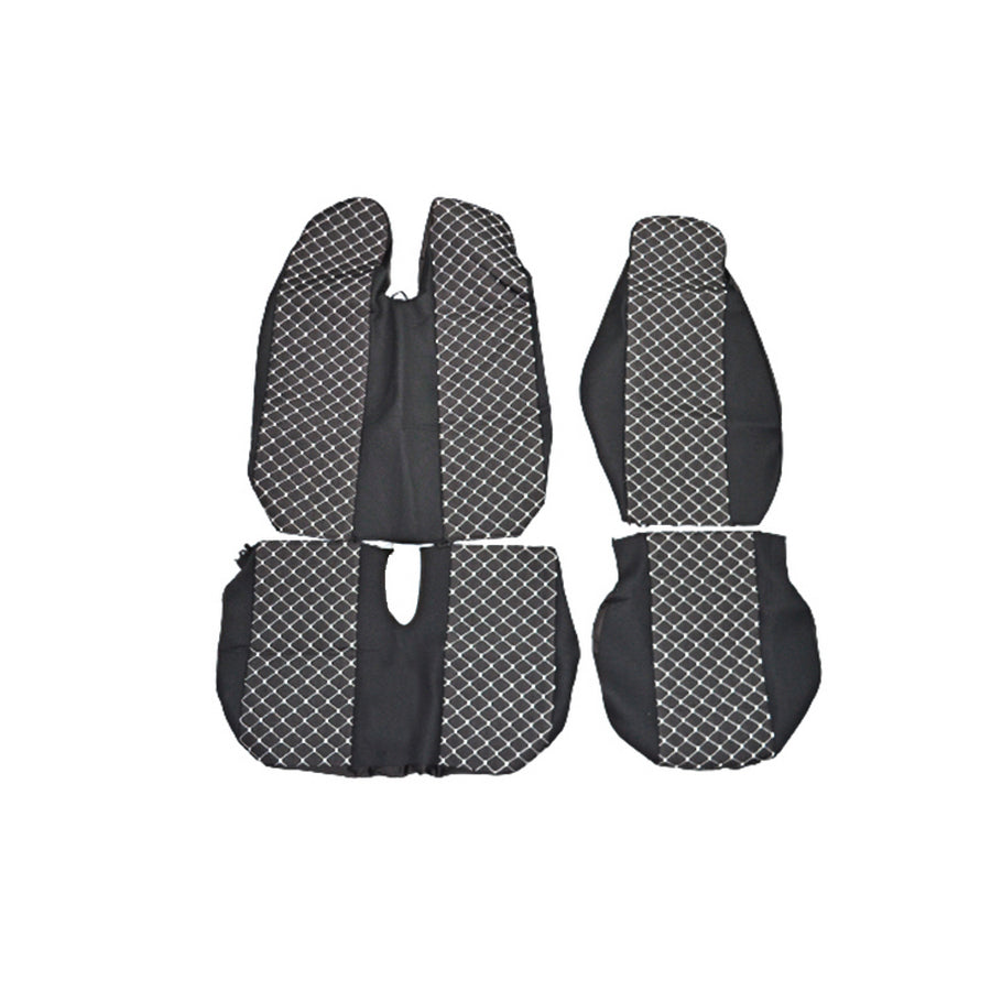 Seat Cover Set – suitable for Ford Transit, Black and White, Polyester and Elastane