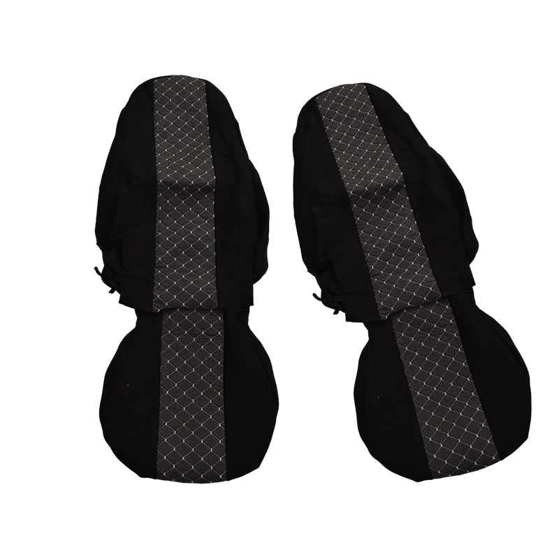 Jeu de housses de siège adapté pour Volvo FH13 (2013+) – Noir et gris, polyester et élasthanne