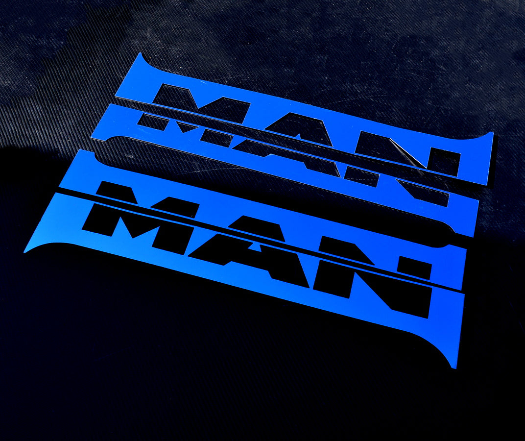 Син комплект лайсни за средна колонка на врата тип „меч“ – подходящ за Scania, неръждаема стомана, 4 части