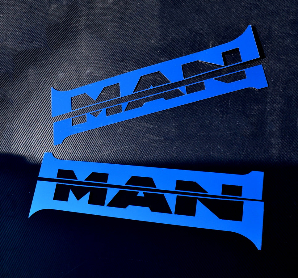 Син комплект лайсни за средна колонка на врата тип „меч“ – подходящ за Scania, неръждаема стомана, 4 части