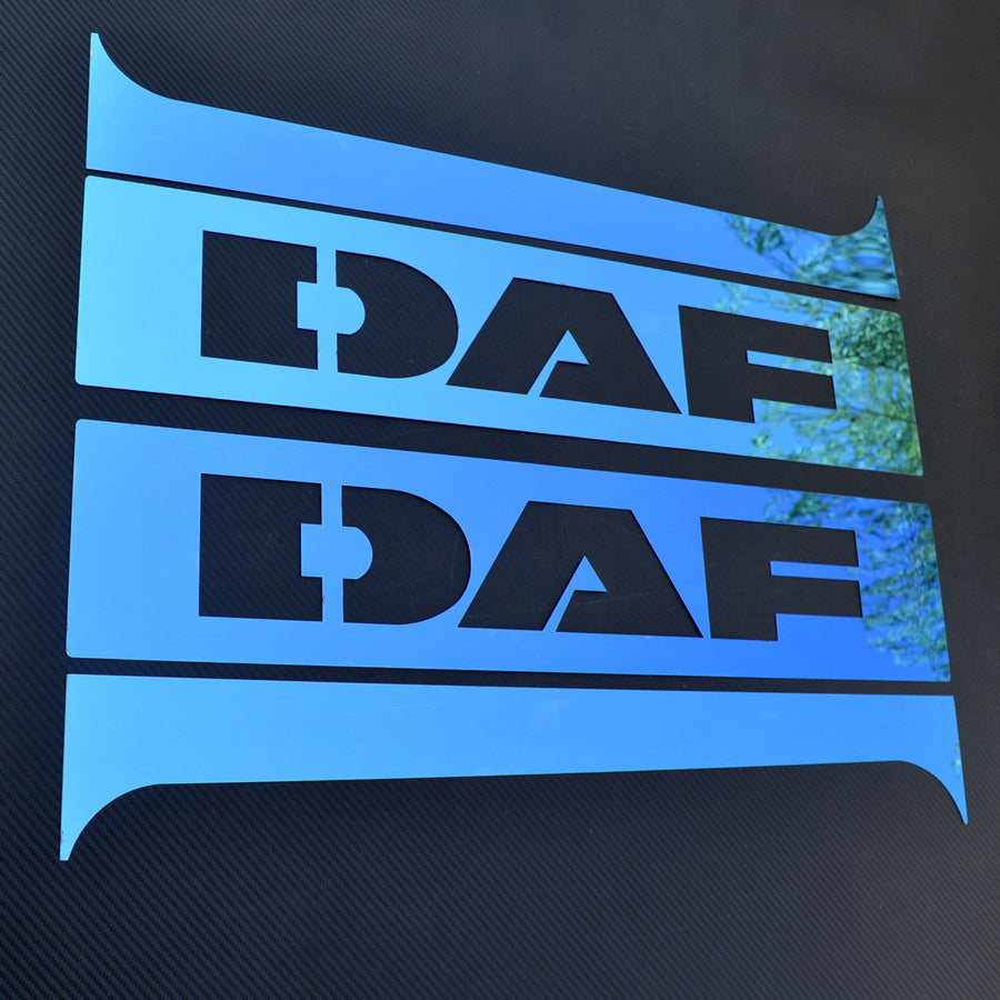 Enjoliveurs de montants de porte en acier inoxydable bleu adaptés pour DAF – jeu de 4, 665 x 142/100 mm