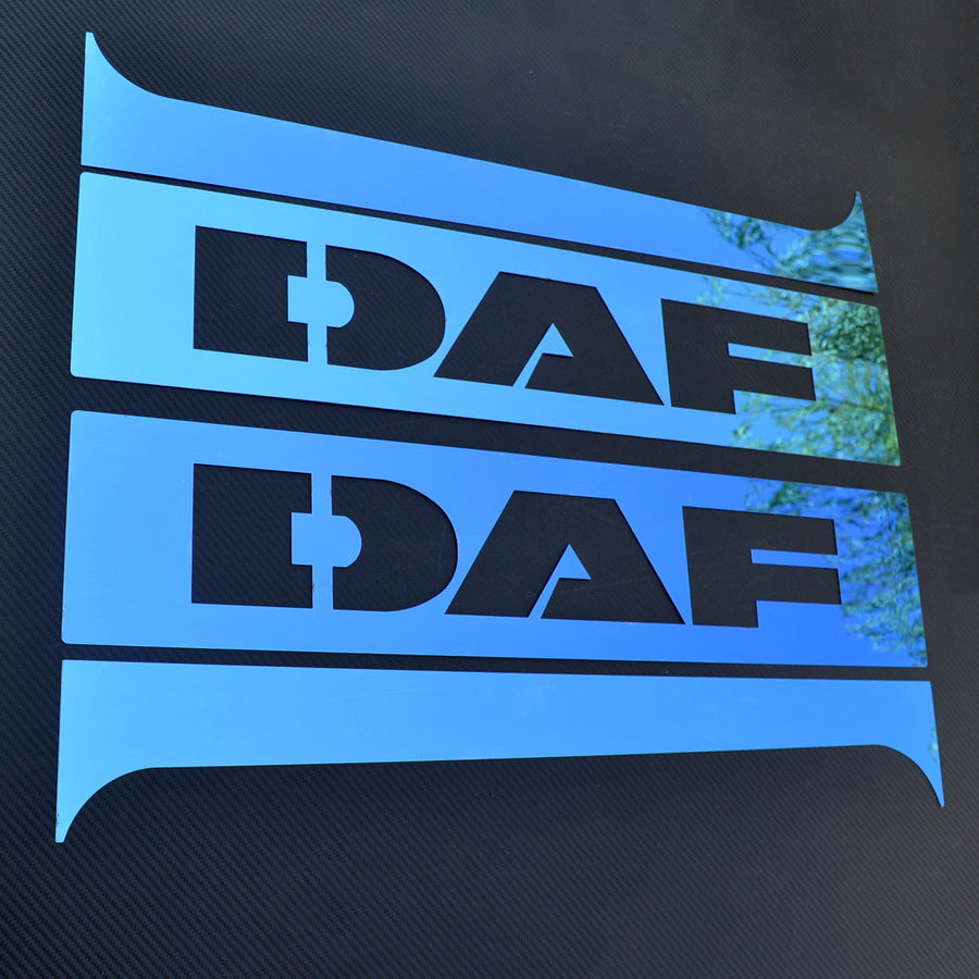 Enjoliveurs de montants de porte en acier inoxydable bleu adaptés pour DAF – jeu de 4, 665 x 142/100 mm