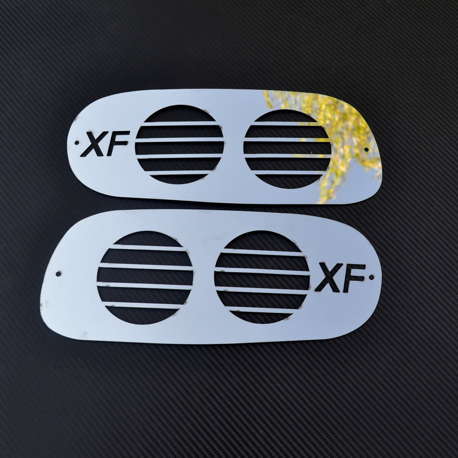 Fog Light Grille Trim Set suitable for DAF XF – Stainless Steel, XF Logo, 330 x 130 mm, 2 Pieces