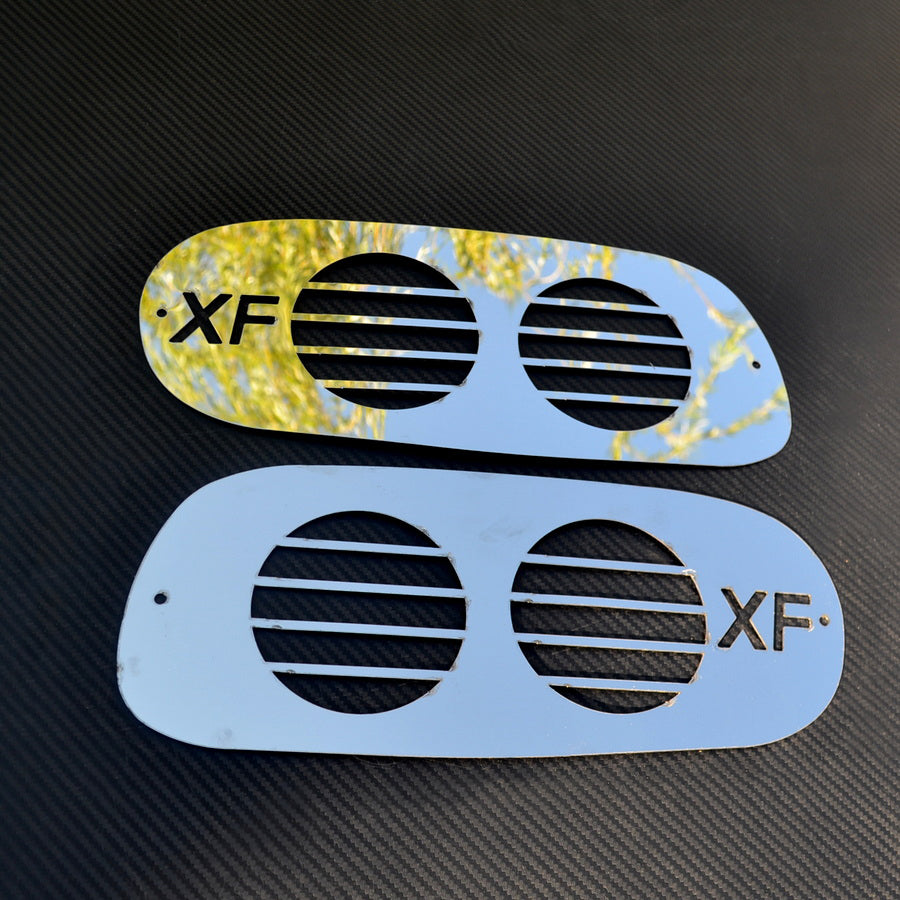 Fog Light Grille Trim Set suitable for DAF XF – Stainless Steel, XF Logo, 330 x 130 mm, 2 Pieces