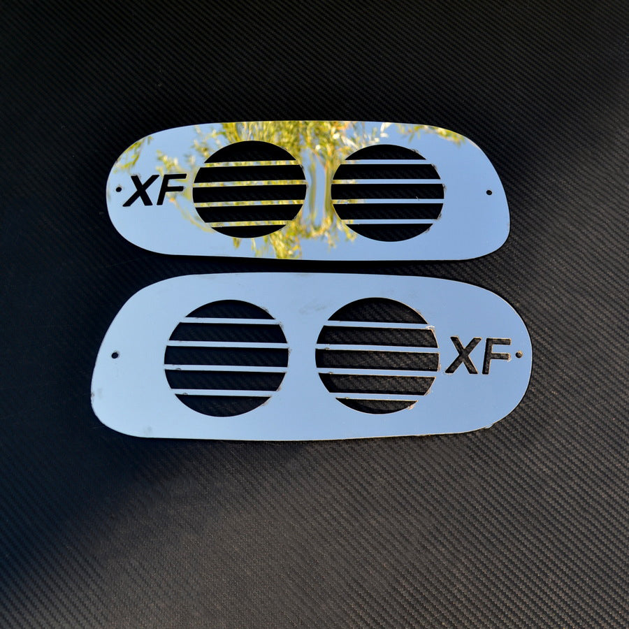 Fog Light Grille Trim Set suitable for DAF XF – Stainless Steel, XF Logo, 330 x 130 mm, 2 Pieces