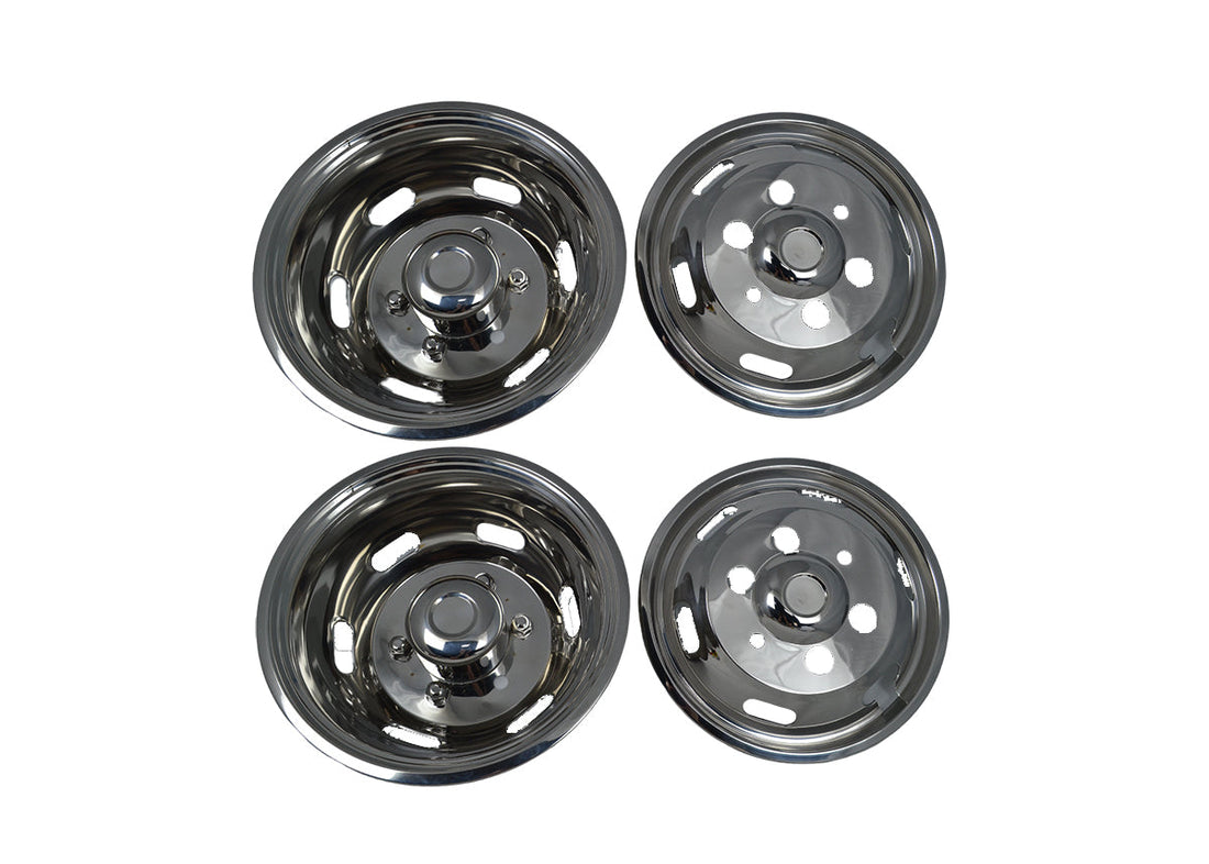 Full Wheel Cover Set suitable for Iveco Daily Bus – 16" Stainless Steel, Front and Rear, Mounting Kit Included