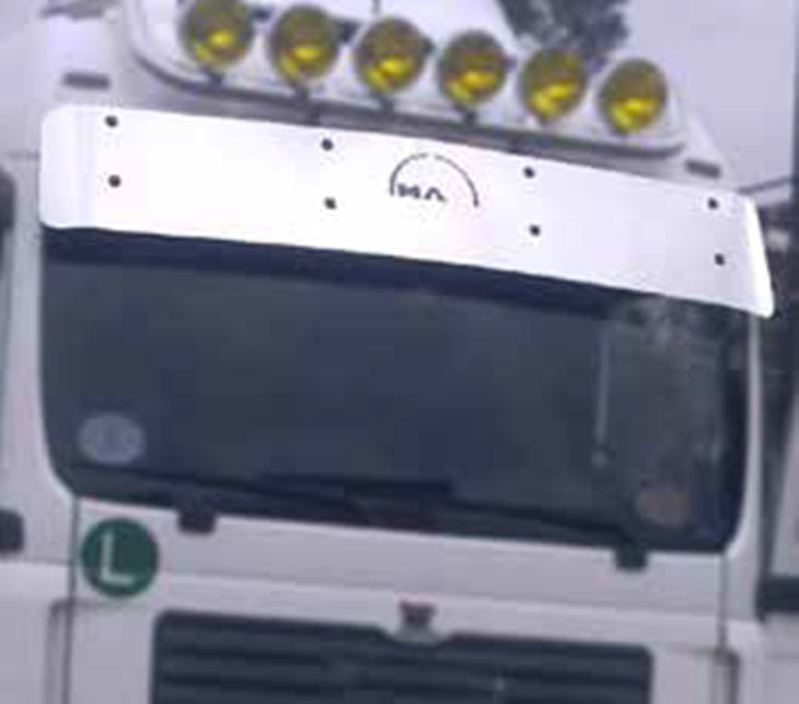 Stainless Steel Sun Visor – suitable for MAN TGS, 304 Mirror Finish, Mounting Kit Included