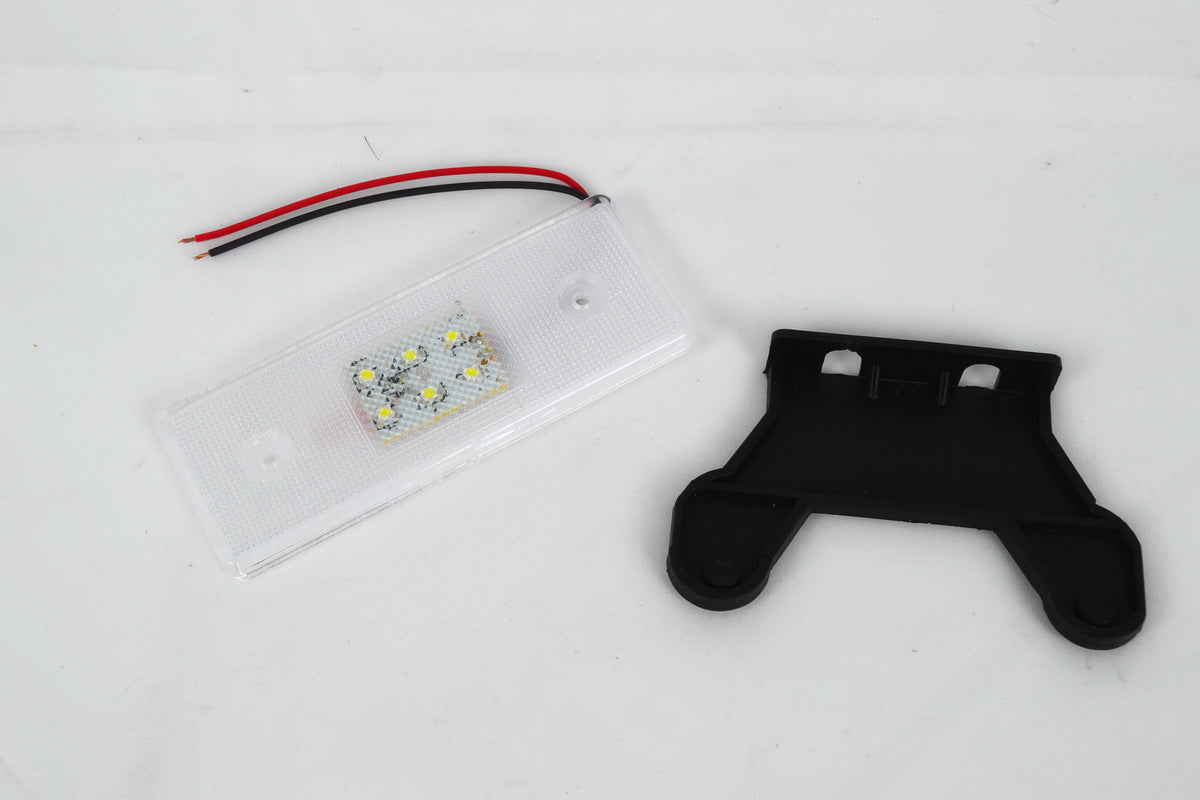 Feu de gabarit LED blanc avec support, 24 V, 6 LED, 102×43×8 mm, entraxe de fixation 75 mm