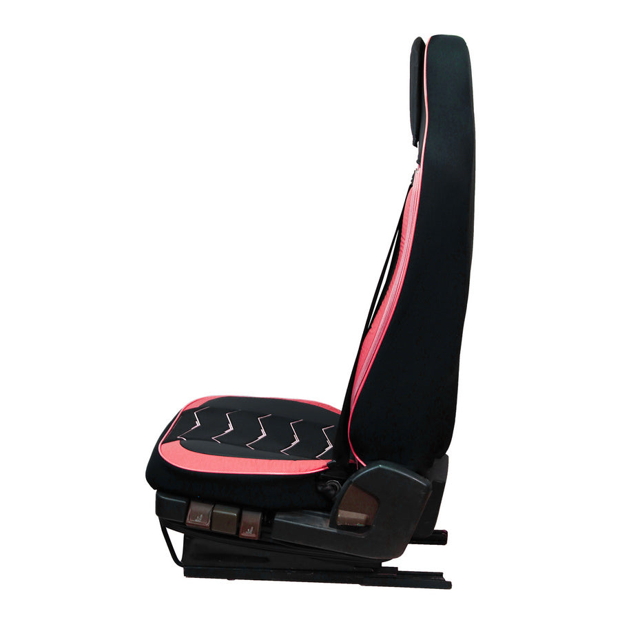 Housses de siège – adapté pour Renault Gama T 2014+, noir avec rouge, cuir et Alcantara