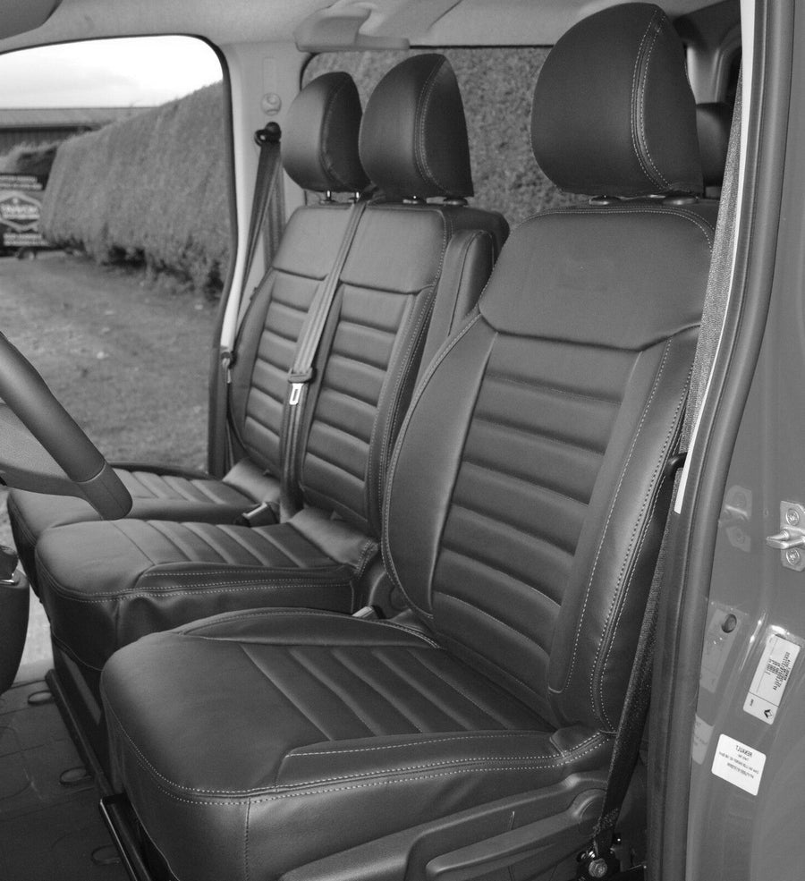 Leather Seat Covers – Black, 2+1 Seats, suitable for Renault Master and suitable for Opel Movano 2011–2020