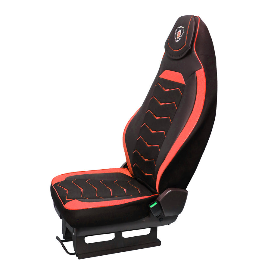 Housses de siège adaptées pour Scania R 2004–2016, noir et rouge, cuir et Alcantara