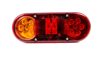 Feu arrière gauche LED ovale, 3 fonctions, 12/24 V, 205×80×53 mm