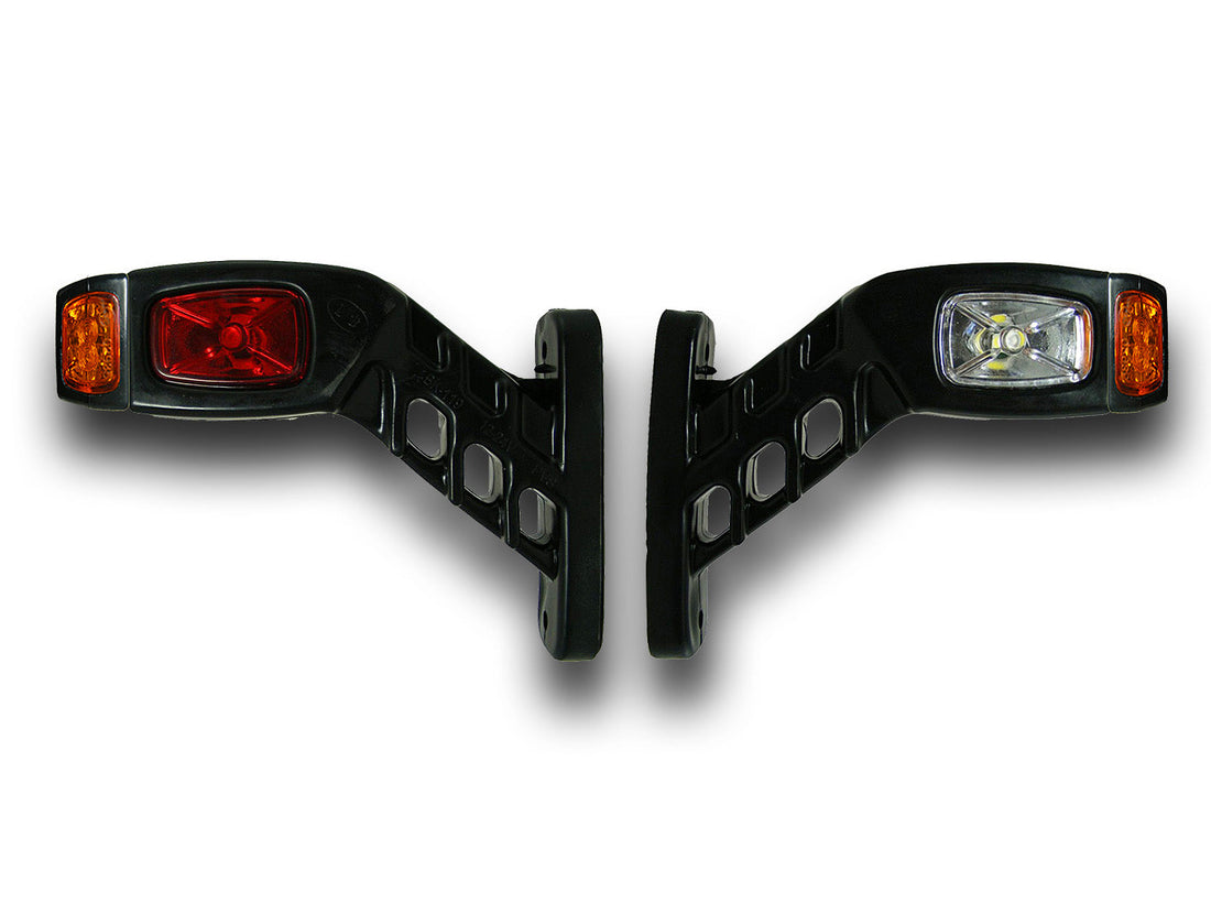Rectangular Triple LED Marker Light, 12/24 V, 125 × 110 × 40 mm, 80 mm Mounting Distance