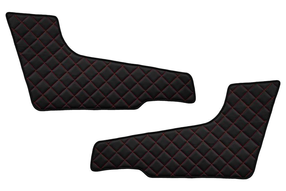 Jeu de tapis de porte – Cuir synthétique (éco-cuir), noir avec surpiqûres rouges, adapté pour Volvo FH4 2013+