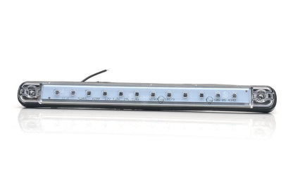 Troisième feu stop à LED, long cabochon clair, 12/24 V, 12 LED, 238×28×10 mm