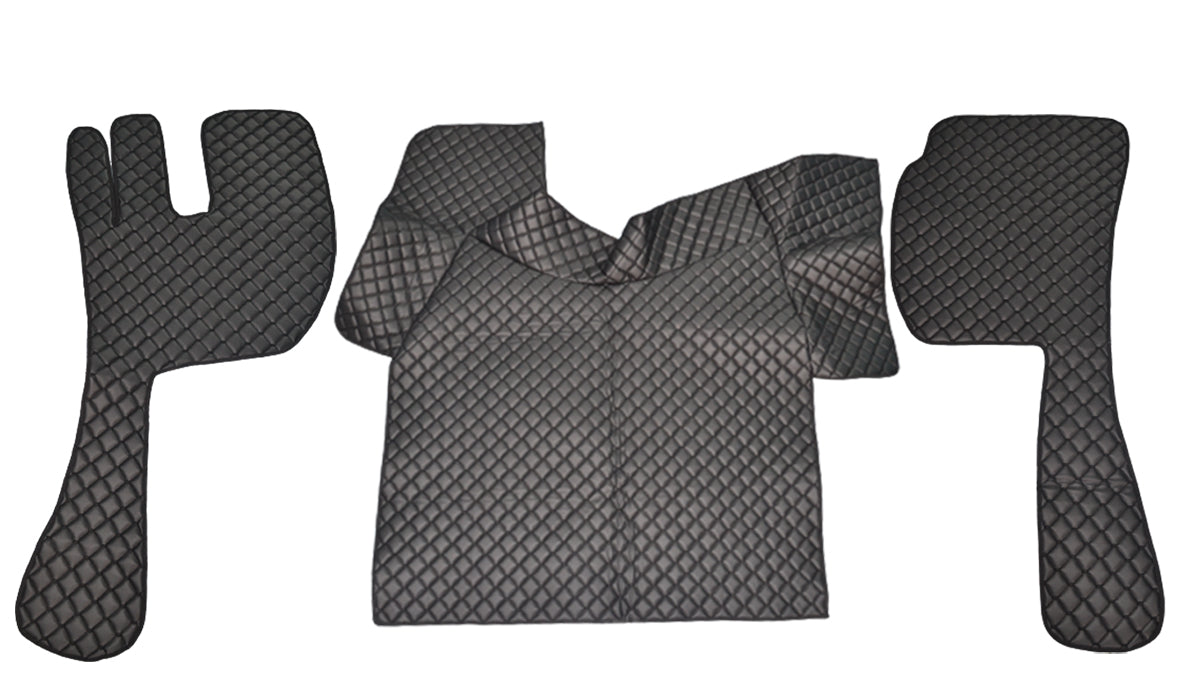 Jeu de tapis de sol en cuir – adapté pour Volvo FH12/FH16 2002–2012, noir