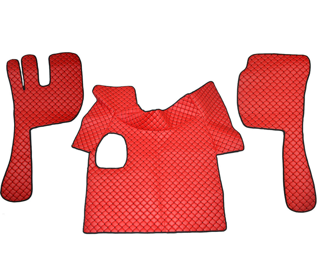 Jeu de tapis de sol en cuir rouge – adapté pour Volvo FH12/FH16 2002–2012 et FL12