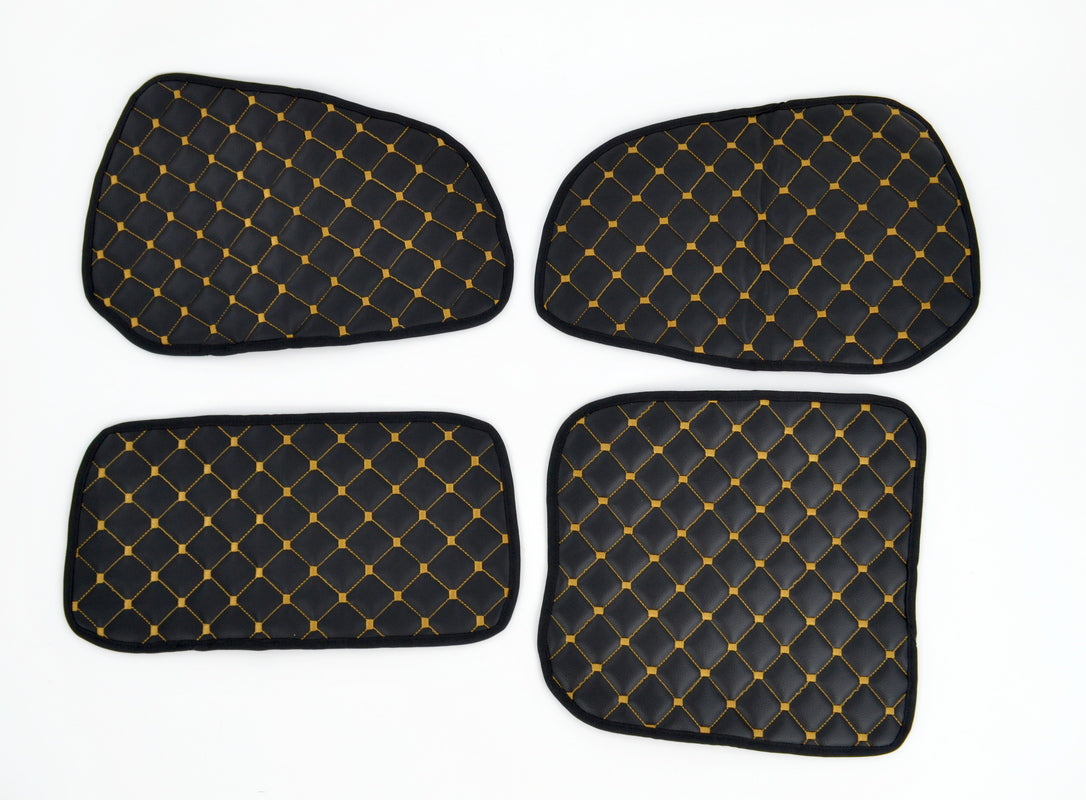 Tapis de porte – cuir synthétique (éco-cuir), adapté pour Scania R Series 2010–2016, noir avec surpiqûres beiges