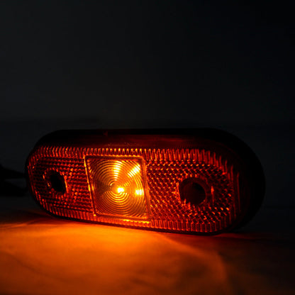 Ovales LED-Seitenmarkierungslicht, 4 Dioden, orange Linse, 12/24V, 120mm x 4,5mm x 1,5mm