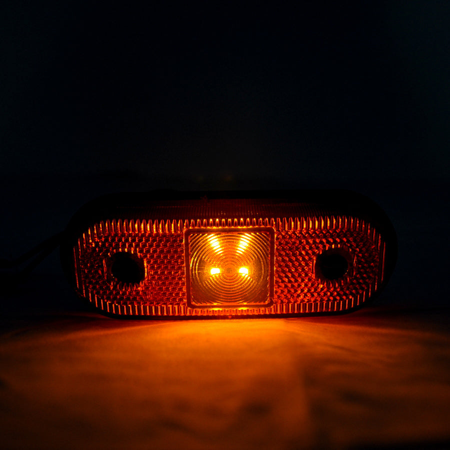 Ovales LED-Seitenmarkierungslicht, 4 Dioden, orange Linse, 12/24V, 120mm x 4,5mm x 1,5mm