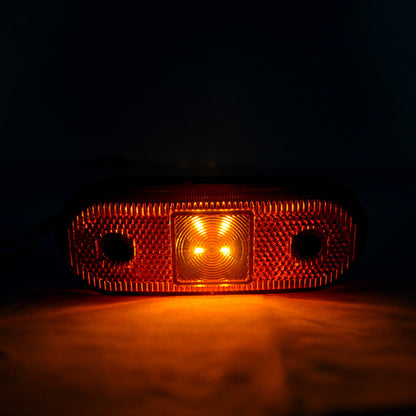 Ovales LED-Seitenmarkierungslicht, 4 Dioden, orange Linse, 12/24V, 120mm x 4,5mm x 1,5mm